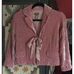 Anthropologie Vintage Pink Velvet Blazer Size 2